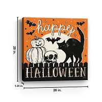 Happy Halloween Full Moon Cat Canvas Art Print