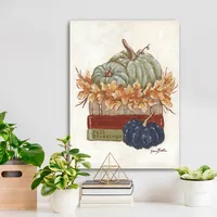 Fall Book Stack Canvas Art Print