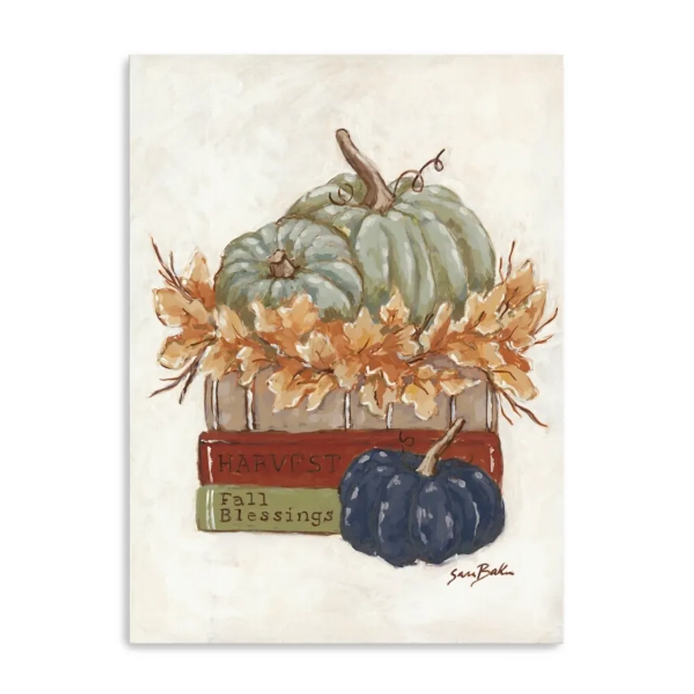 Fall Book Stack Canvas Art Print