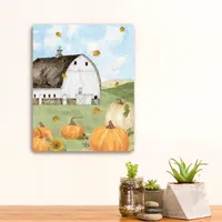 Barn with Pumpkins Canvas Art Print, 20x16 in.