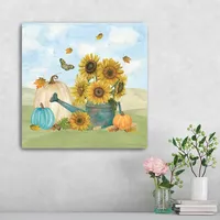 Sunflower Watering Can Canvas Art Print