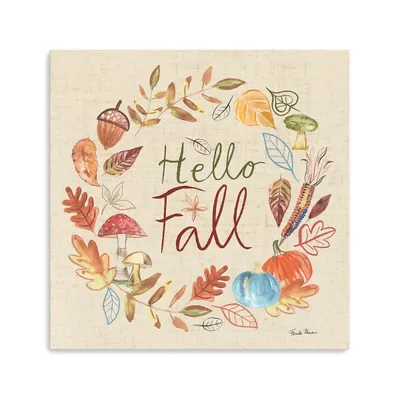 Hello Fall Wreath Canvas Art Print