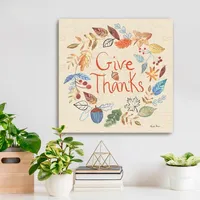 Give Thanks Fall Wreath Canvas Art Print