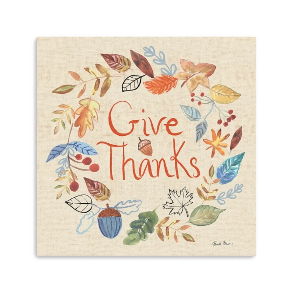 Give Thanks Fall Wreath Canvas Art Print