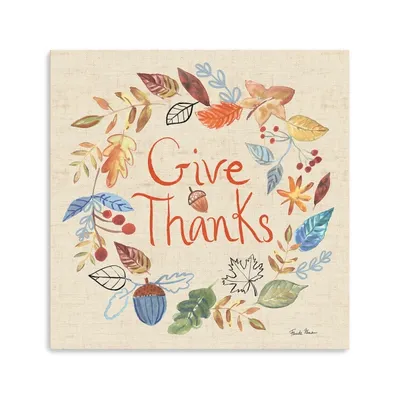 Give Thanks Fall Wreath Canvas Art Print