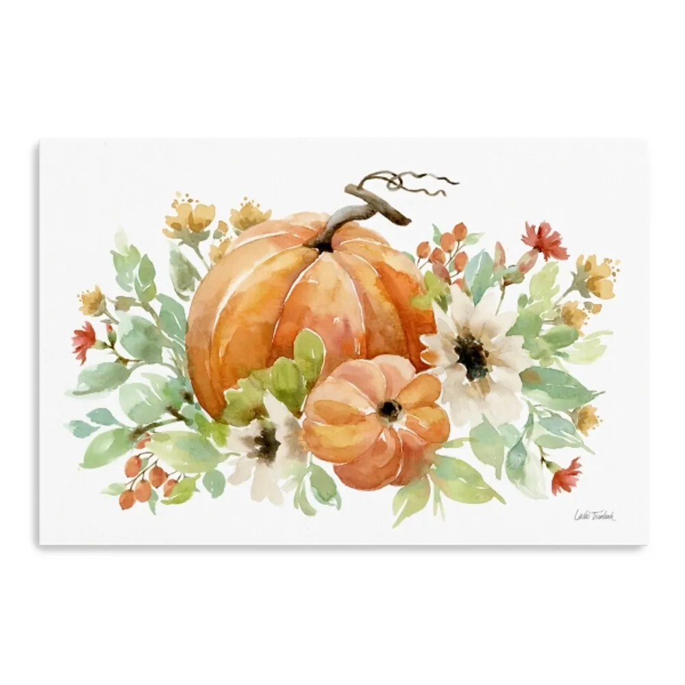 Watercolor Pumpkins Canvas Art Print