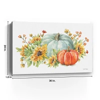 Watercolor Floral Pumpkins Canvas Print, 36x24 in.