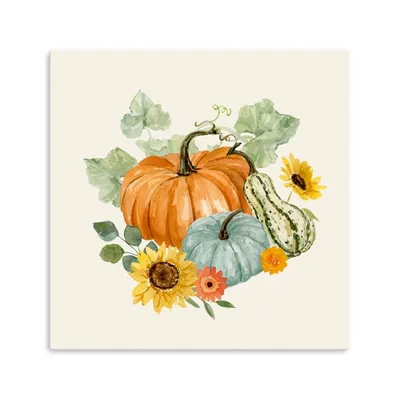 Watercolor Pumpkin Bunch Canvas Art Print