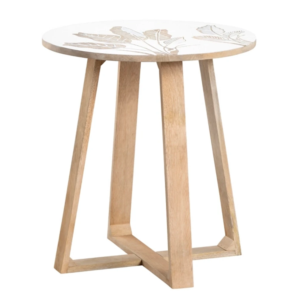Natural Seaside Tropical Leaves Accent Table