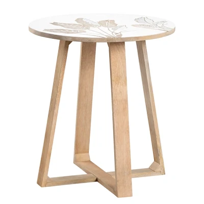 Natural Seaside Tropical Leaves Accent Table