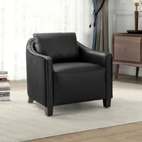 Andrea Leather & Velvet Accent Chair