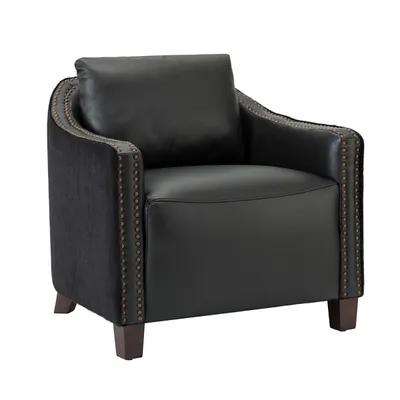 Andrea Leather & Velvet Accent Chair