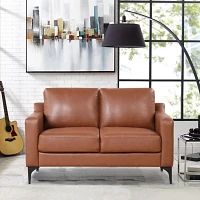 Brown Faux Leather Fletcher Loveseat