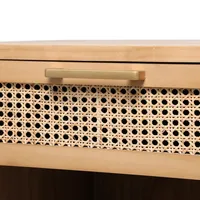 Natural Wood Rattan Nightstand