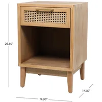 Natural Wood Rattan Nightstand