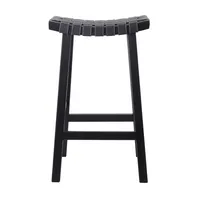 Black Faux Leather Weave Barstool