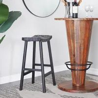 Black Faux Leather Weave Barstool