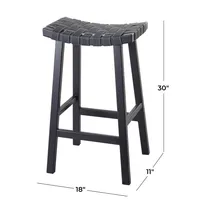 Black Faux Leather Weave Barstool