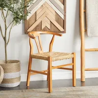 Natural Wood Seagrass Wishbone Dining Chair