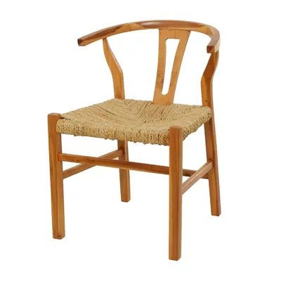Natural Wood Seagrass Wishbone Dining Chair