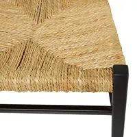 Black Teak Wood and Seagrass Dining Chair