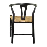 Black Teak Wood and Seagrass Dining Chair