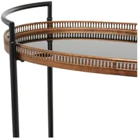 Oval Black and Bronze Rolling Bar Cart