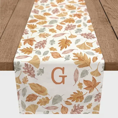 Personalized Leaves Monogram Table Runner, 72 in.