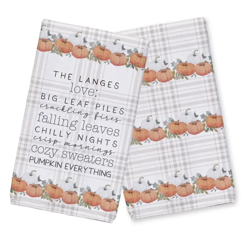 Personalized Fall Things Tea Towels, Set of 2