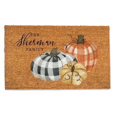 Personalized Buffalo Check Pumpkins Doormat