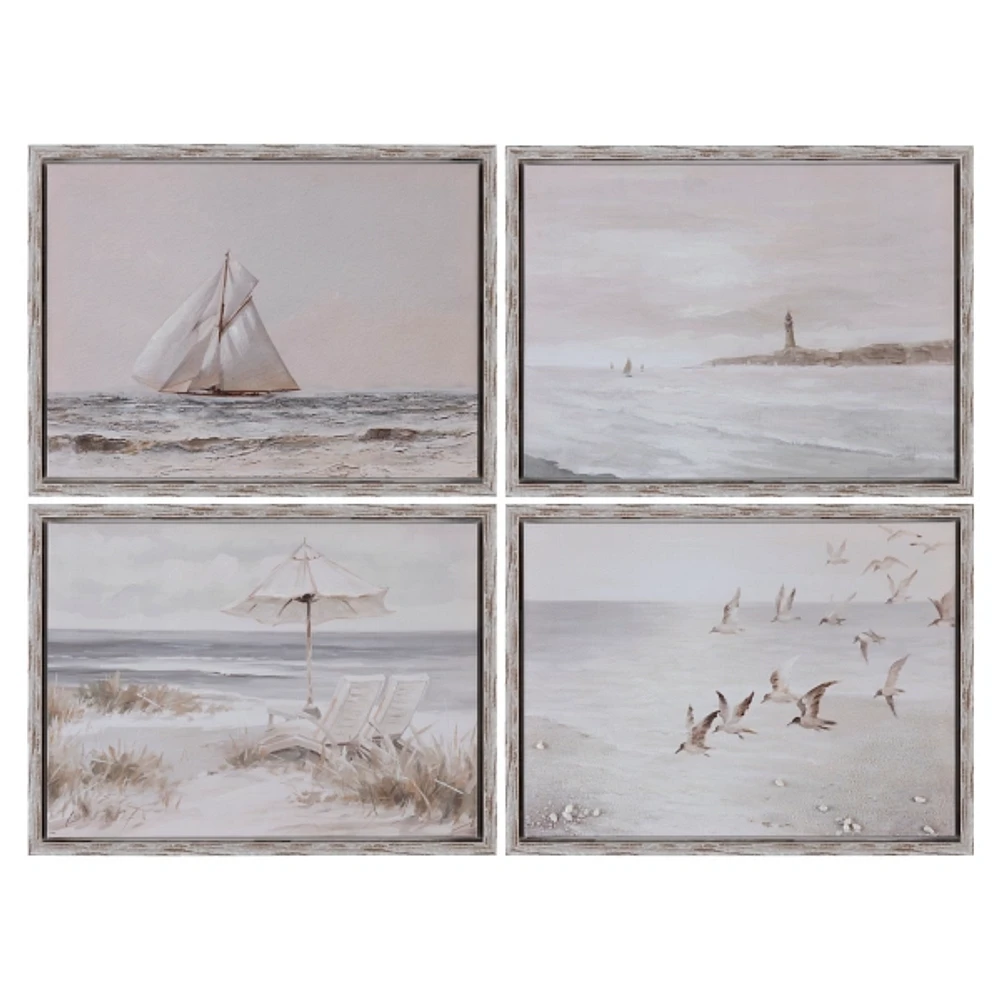Life's a Beach Framed Canvas Art Prints, Set of 4