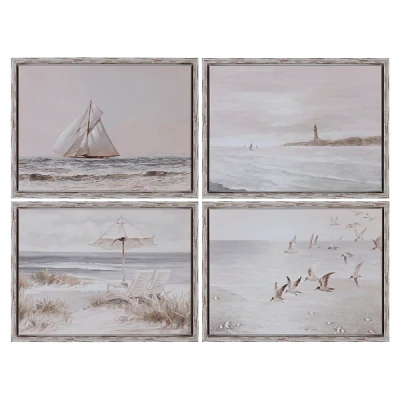 Life's a Beach Framed Canvas Art Prints, Set of 4