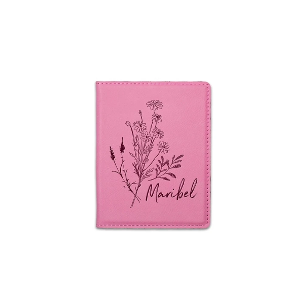 Pink Wildflower Personalized Passport Holder