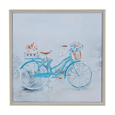 Blue Bicycle Framed Canvas Art Print