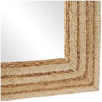 Brown Woven Frame Rectangular Wall Mirror