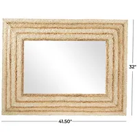 Brown Woven Frame Rectangular Wall Mirror