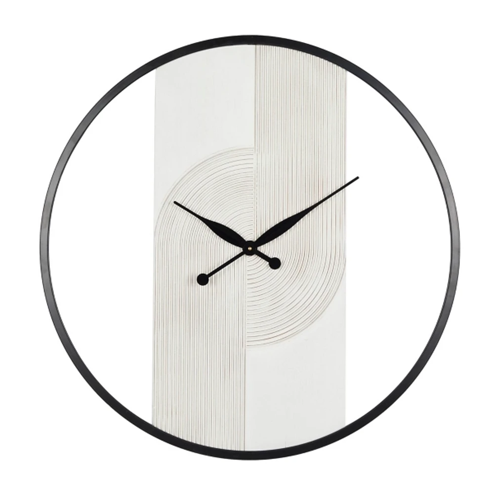 White and Black Carved Open Wall Clock