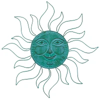 Teal Metal Sun Face Wall Plaque