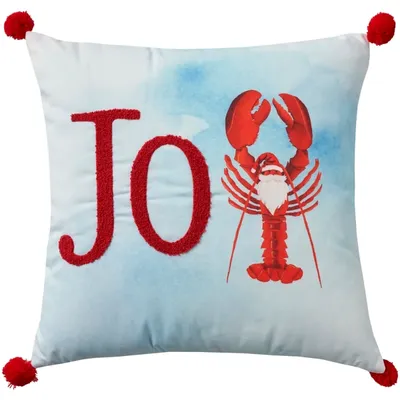 Joy Santa Lobster Pom Pom Pillow