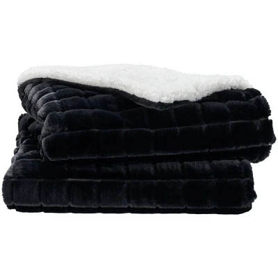 Black Waverly Faux Fur Throw