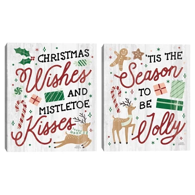 Holiday Phrase Canvas Art Prints, Set of 2