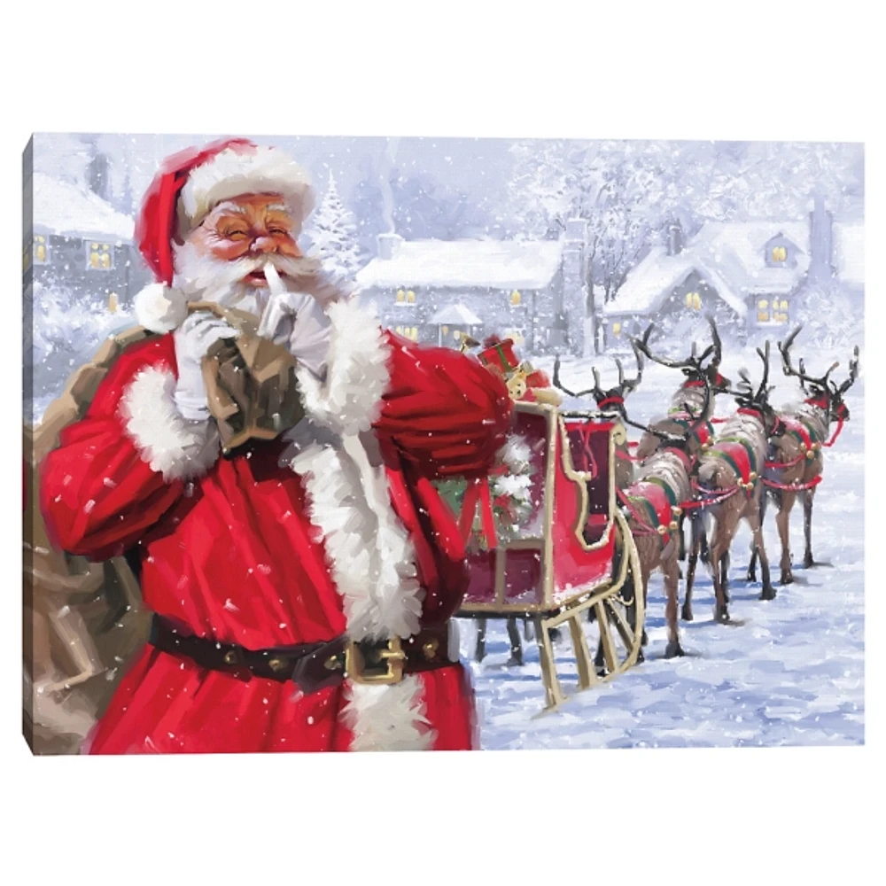 Santa and His Sleigh Canvas Art Print