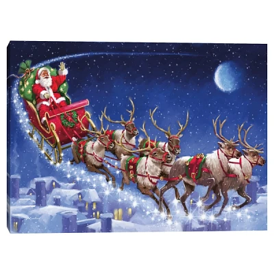 Santa's Flying Sleigh Canvas Art Print