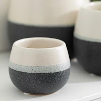 Black and White Ceramic Planters, Set of 3