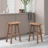 Acacia Barnwood Saddle Bar Stools, Set of 2