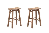 Acacia Barnwood Saddle Bar Stools, Set of 2