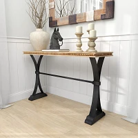 Wood & Metal Trestle Base Console Table