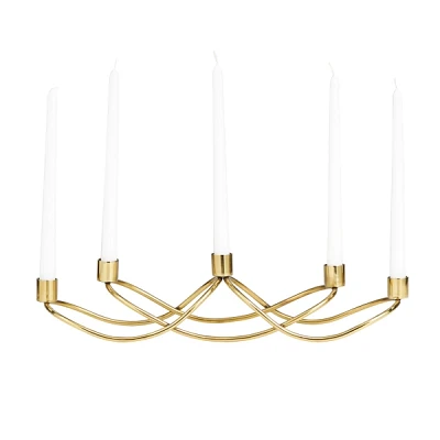 Gold Stainless Steel Curved Candelabra