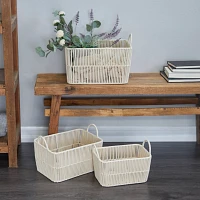 Tan Cotton Rope Storage Baskets, Set of 3