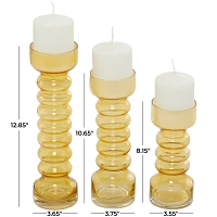Gold Glass Bubble Pillar Candle Holders, Set of 3